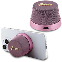 Заредете изображение във визуализатора на галерията – Guess Magnetic Script Metal Bluetooth speaker - pink
