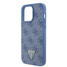 Заредете изображение във визуализатора на галерията – Original Case GUESS hardcase Leather 4G Triangle Strass GUHCP15XP4TDPB for Iphone 15 Pro Max Blue

