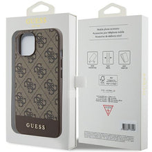 Заредете изображение във визуализатора на галерията – Original Case GUESS hardcase 4G Stripe Collection GUHCP15SG4GLBR for Iphone 13/14/15 brown

