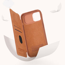 Заредете изображение във визуализатора на галерията – Nillkin Qin Pro Leather Flip Camera Cover Case for iPhone 15 Plus - Black
