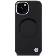 Заредете изображение във визуализатора на галерията – BMW Signature Liquid Silicone MagSafe case for iPhone 15 Plus - black
