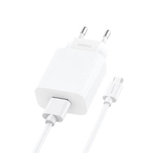Заредете изображение във визуализатора на галерията – Foneng Wall charger EU28 - USB - 2,4A with USB to Micro USB cable white
