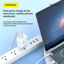 Заредете изображение във визуализатора на галерията – Foneng Wall charger EU50 - 2xType C - PD 35W 3A white
