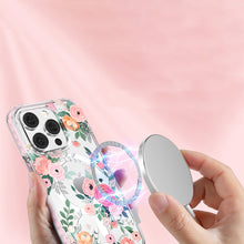Заредете изображение във визуализатора на галерията – Kingxbar Flora Series magnetic case for iPhone 14 Pro Max MagSafe decorated with rose flowers print
