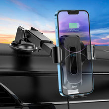 Заредете изображение във визуализатора на галерията – HOCO car phone holder on center console / window with wirelles charging 15W Wise HW3 black
