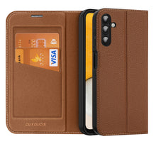 Заредете изображение във визуализатора на галерията – Dux Ducis Skin X2 case Samsung Galaxy A14 5G flip case wallet stand brown
