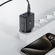 Заредете изображение във визуализатора на галерията – Acefast A57 PD 35W GaN charger 2 x USB-A + USB-C with 3 ports - black

