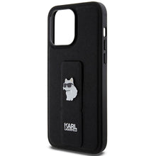 Заредете изображение във визуализатора на галерията – Original faceplate case KARL LAGERFELD KLHCP13LGSACHPK for iPhone 13 Pro (Gripstand Saffiano choupette PIN / black)
