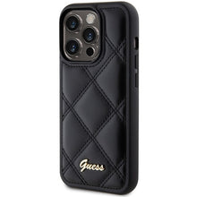 Заредете изображение във визуализатора на галерията – Original faceplate case GUESS GUHCP15LPSQSQSK for iPhone 15 Pro (Quilted Metal Logo / black)
