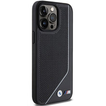 Заредете изображение във визуализатора на галерията – BMW Perforated Twisted Line MagSafe case for iPhone 15 Pro Max - black
