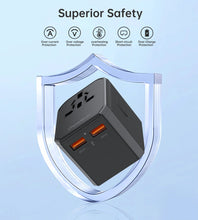 Заредете изображение във визуализатора на галерията – Choetech PD6041 USB-C USB-A PD 30W Travel Charger with 4 US EU UK AU Plugs - Black
