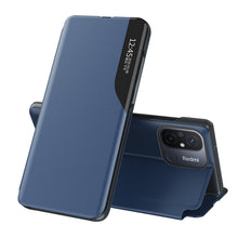 Заредете изображение във визуализатора на галерията – Eco Leather View Case for Xiaomi Redmi 11A / Poco C55 / Redmi 12C with flip stand blue
