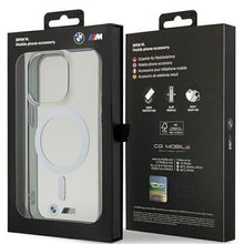 Заредете изображение във визуализатора на галерията – Case BMW BMHMP14XHCRS iPhone 14 Pro Max 6.7" transparent hardcase Silver Ring MagSafe
