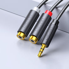 Заредете изображение във визуализатора на галерията – Ugreen audio adapter jack 3.5mm male to 2xRCA female cable 0.25m gray (AV109)
