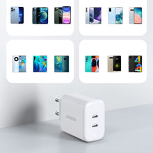 Заредете изображение във визуализатора на галерията – Ugreen charger 2x USB Type C 40W Power Delivery white (10343)
