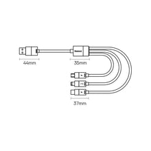 Заредете изображение във визуализатора на галерията – Baseus StarSpeed 3in1 cable USB-A - Micro-USB / Lightning / USB-C 3.5A 1.2m blue
