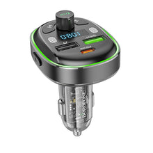 Заредете изображение във визуализатора на галерията – Borofone Transmitter FM BC47 Might MP3, Bluetooth - 2xUSB + Type C - QC 3.0 18W PD 30W grey
