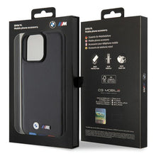 Заредете изображение във визуализатора на галерията – BMW BMHCP15X22PTDK iPhone 15 Pro Max 6.7" black/black Leather Stamp Tricolor
