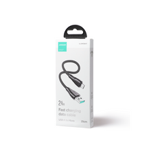 Заредете изображение във визуализатора на галерията – Joyroom USB cable - micro USB 2.4A Surpass Series for fast charging and data transfer 0.25 m black (S-UM018A11)
