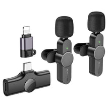 Заредете изображение във визуализатора на галерията – Borofone Lavalier wireless microphone BFK12 Trophy 2 pieces Type C and Lightning black
