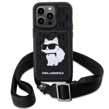 Заредете изображение във визуализатора на галерията – Karl Lagerfeld KLHCP14XCSAKHPCK iPhone 14 Pro Max 6.7" hardcase black/black Crossbody Saffiano Monogram Choupette
