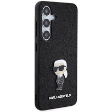 Заредете изображение във визуализатора на галерията – Karl Lagerfeld Fixed Glitter Ikonik Logo Metal Pin case for Samsung Galaxy S24 - black
