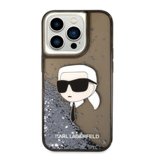 Заредете изображение във визуализатора на галерията – Original Pouch KARL LAGERFELD Glitter Karl Head KLHCP14LLNKHCK for Iphone 14 Pro black
