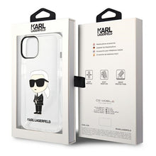 Заредете изображение във визуализатора на галерията – Original Pouch KARL LAGERFELD  Ikonik Karl Lagerfeld KLHCP14SHNIKTCT for Iphone 14 transparent
