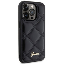 Заредете изображение във визуализатора на галерията – Original faceplate case GUESS GUHCP15LPSQSQSK for iPhone 15 Pro (Quilted Metal Logo / black)
