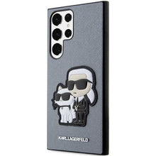Заредете изображение във визуализатора на галерията – Karl Lagerfeld KLHCS23LSANKCPG S23 Ultra S918 hardcase grey/grey Saffiano Karl &amp; Choupette
