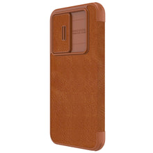 Заредете изображение във визуализатора на галерията – Nillkin Qin Leather Pro Case for Samsung Galaxy A54 5G Flip Cover Camera Cover Brown
