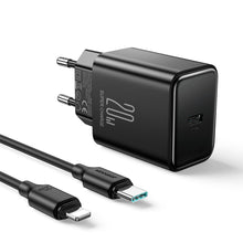 Заредете изображение във визуализатора на галерията – USB C Charger 20W PD Joyroom JR-TCF06 with USB C Cable - Lightning | black

