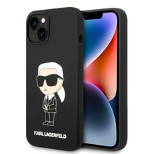Заредете изображение във визуализатора на галерията – Karl Lagerfeld KLHMP14SSNIKBCK iPhone 14 6.1" hardcase black/black Silicone Ikonik Magsafe
