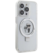 Заредете изображение във визуализатора на галерията – Karl Lagerfeld Ring Stand Karl&amp;Choupette MagSafe case for iPhone 13 Pro / 13 - white

