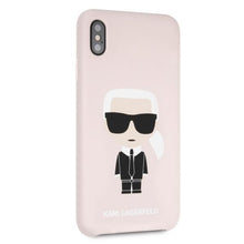 Заредете изображение във визуализатора на галерията – Karl Lagerfeld KLHCI65SLFKPI iPhone Xs Max hardcase jasnoróżowy/light pink Silicone Iconic
