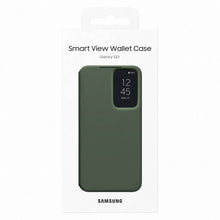Заредете изображение във визуализатора на галерията – Samsung Smart View Wallet Case for Samsung Galaxy S23 Case with Smart Flip Window Card Wallet khaki (EF-ZS911CGEGWW)
