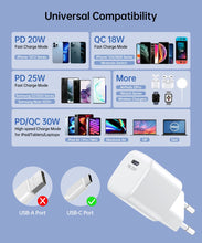 Заредете изображение във визуализатора на галерията – Choetech PD5007 USB-C PD 30W GaN wall charger - white
