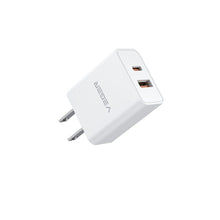 Заредете изображение във визуализатора на галерията – VEGER travel charger USB A + Type C QC3.0 PD 30W VLS302U white
