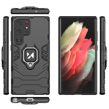 Заредете изображение във визуализатора на галерията – Wozinsky Ring Armor case for Samsung Galaxy S23 Ultra armored cover magnetic holder ring black
