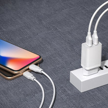 Заредете изображение във визуализатора на галерията – Kingkong charger EU adapter 2x USB 2.1A + 1m micro USB cable white (WP-U79m white)
