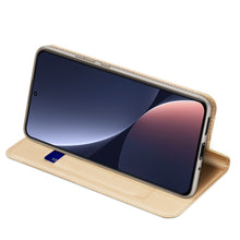 Заредете изображение във визуализатора на галерията – Dux Ducis Skin Pro Case Xiaomi 13 Flip Card Wallet Gold Stand
