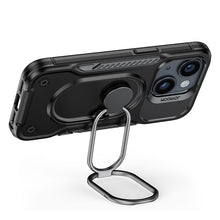 Заредете изображение във визуализатора на галерията – Joyroom Dual Hinge case for iPhone 14 armored case with a stand and a ring holder black
