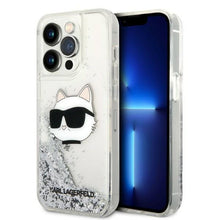 Заредете изображение във визуализатора на галерията – Karl Lagerfeld KLHCP14LLNHCCS iPhone 14 Pro 6.1" silver/silver hardcase Glitter Choupette Head
