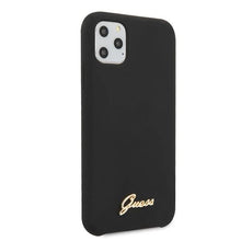 Заредете изображение във визуализатора на галерията – Guess GUHCN65LSLMGBK iPhone 11 Pro Max black/czarny hard case Silicone Vintage Gold Logo
