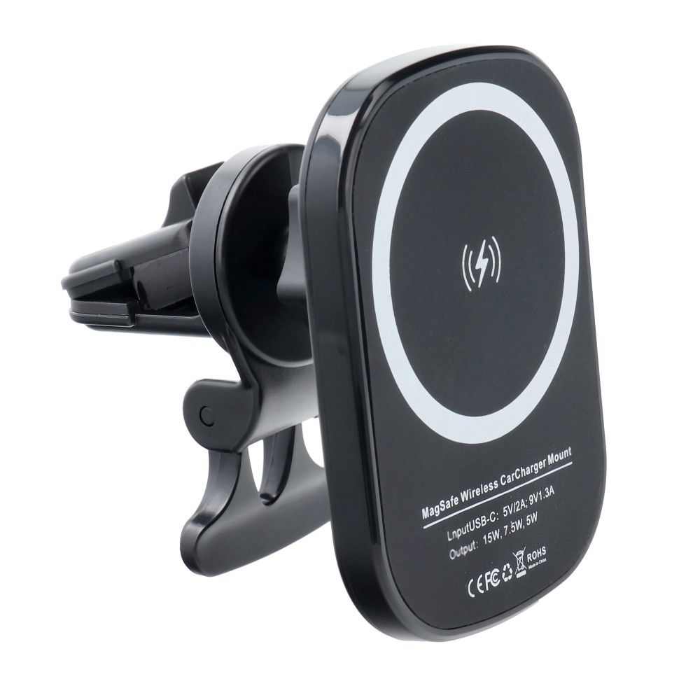 Car holder to air vent with wilress charging support magsafe charging 15w d10 black - TopMag