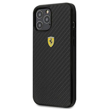 Заредете изображение във визуализатора на галерията – Ferrari FERCAHCP12MBK iPhone 12/12 Pro 6.1" black/black hardcase On Track Real Carbon
