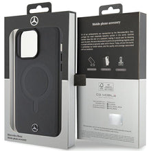 Заредете изображение във визуализатора на галерията – Mercedes Smooth Leather MagSafe case for iPhone 15 Pro Max - black
