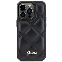 Заредете изображение във визуализатора на галерията – Original faceplate case GUESS GUHCP15LPSQSQSK for iPhone 15 Pro (Quilted Metal Logo / black)
