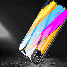 Заредете изображение във визуализатора на галерията – Color Glass Case Durable Cover with Tempered Glass Back and camera cover iPhone XS / iPhone X pattern 1
