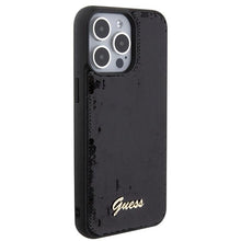 Заредете изображение във визуализатора на галерията – Guess Sequin Script Metal case for iPhone 15 Pro Max - black
